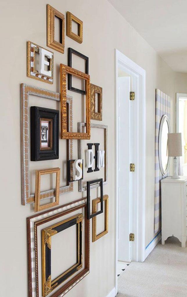 association and superimposition of empty frames on a wall